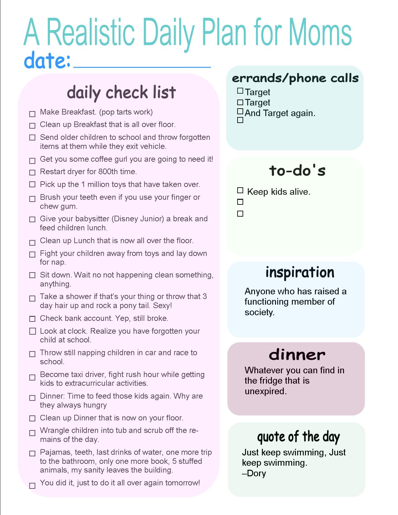 A Realistic, DowntoEarth, Sensible, Practical Daily Schedule for Moms