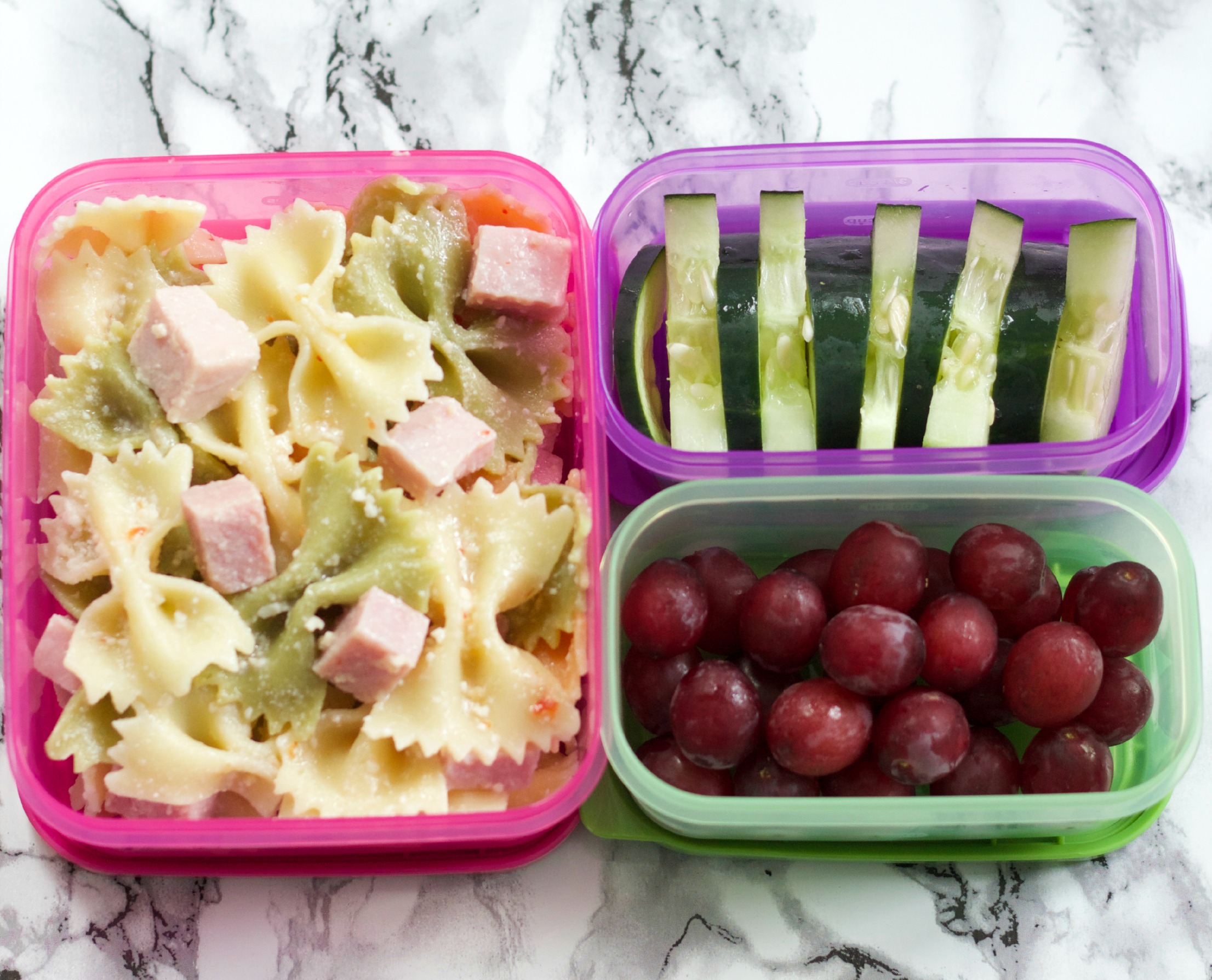 Healthy Bow Tie Pasta with Cucumbers and Grapes