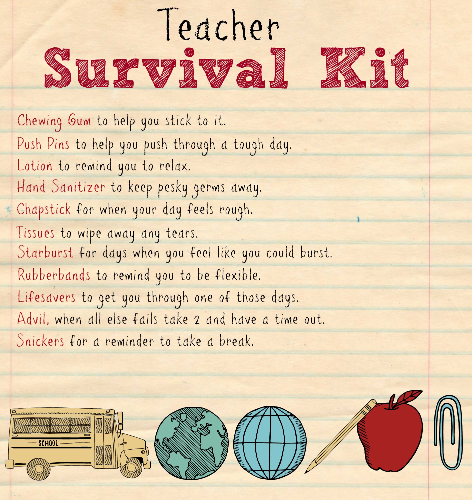 Teacher Survival Kit Printable 2