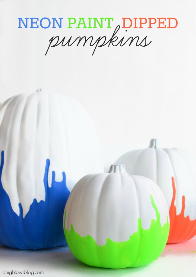 Neon-Paint-Dipped-Pumpkins