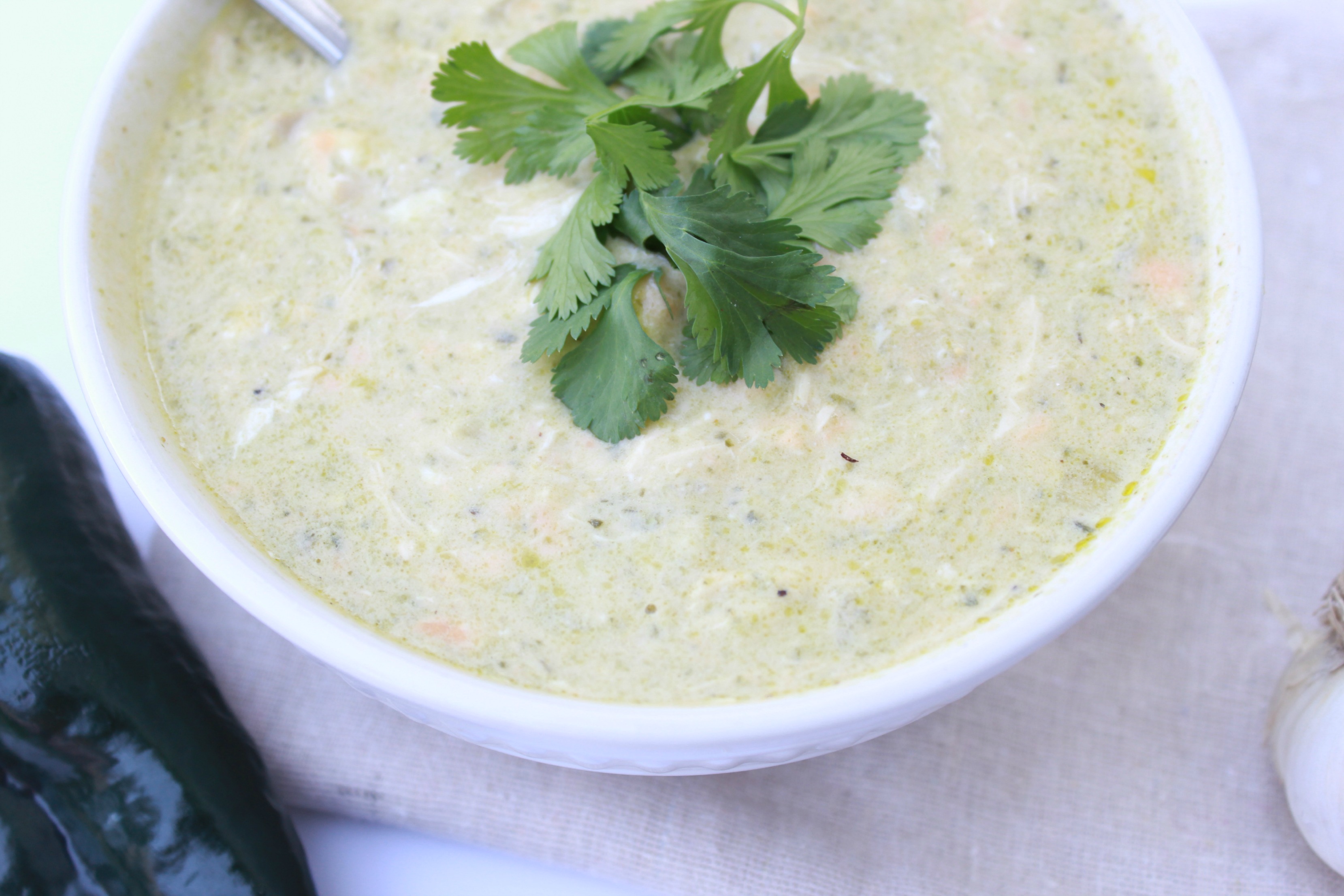 Roasted Poblano Creamy Chicken Soup