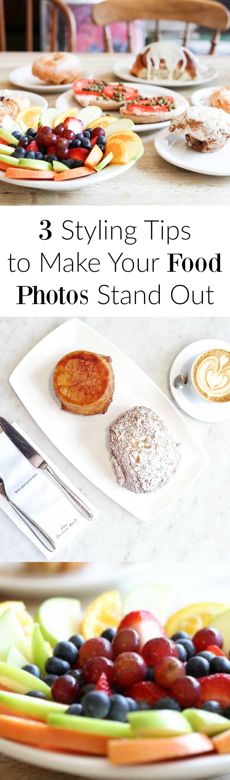 These are great tips! Easy and practical for anyone no matter what kind of camera. Food photography, photography tips, food styling. 