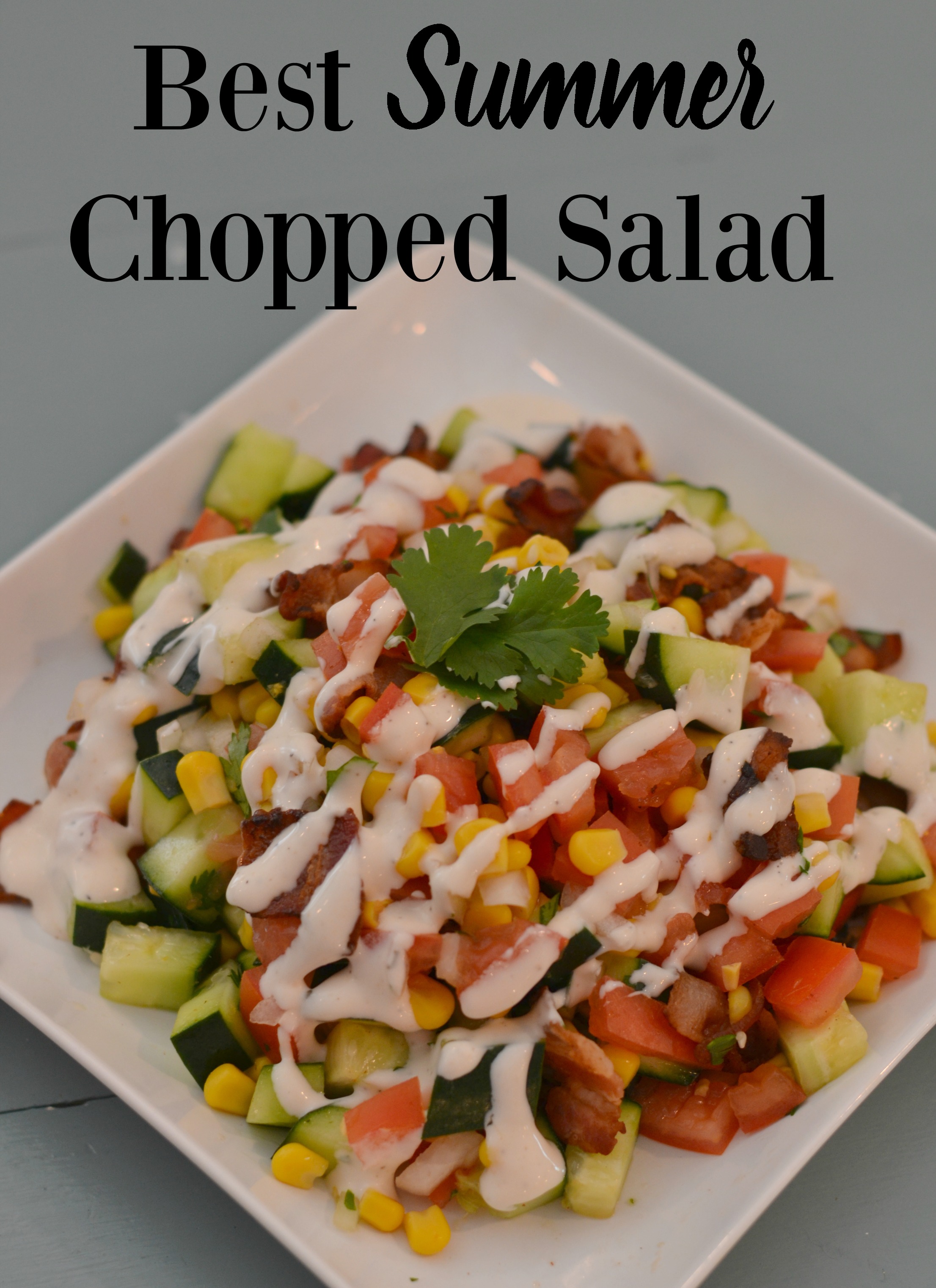 Best Summer Chopped Salad- this salad is so deliciou and easy. Cucumber, tomato, avocado, bacon and more!