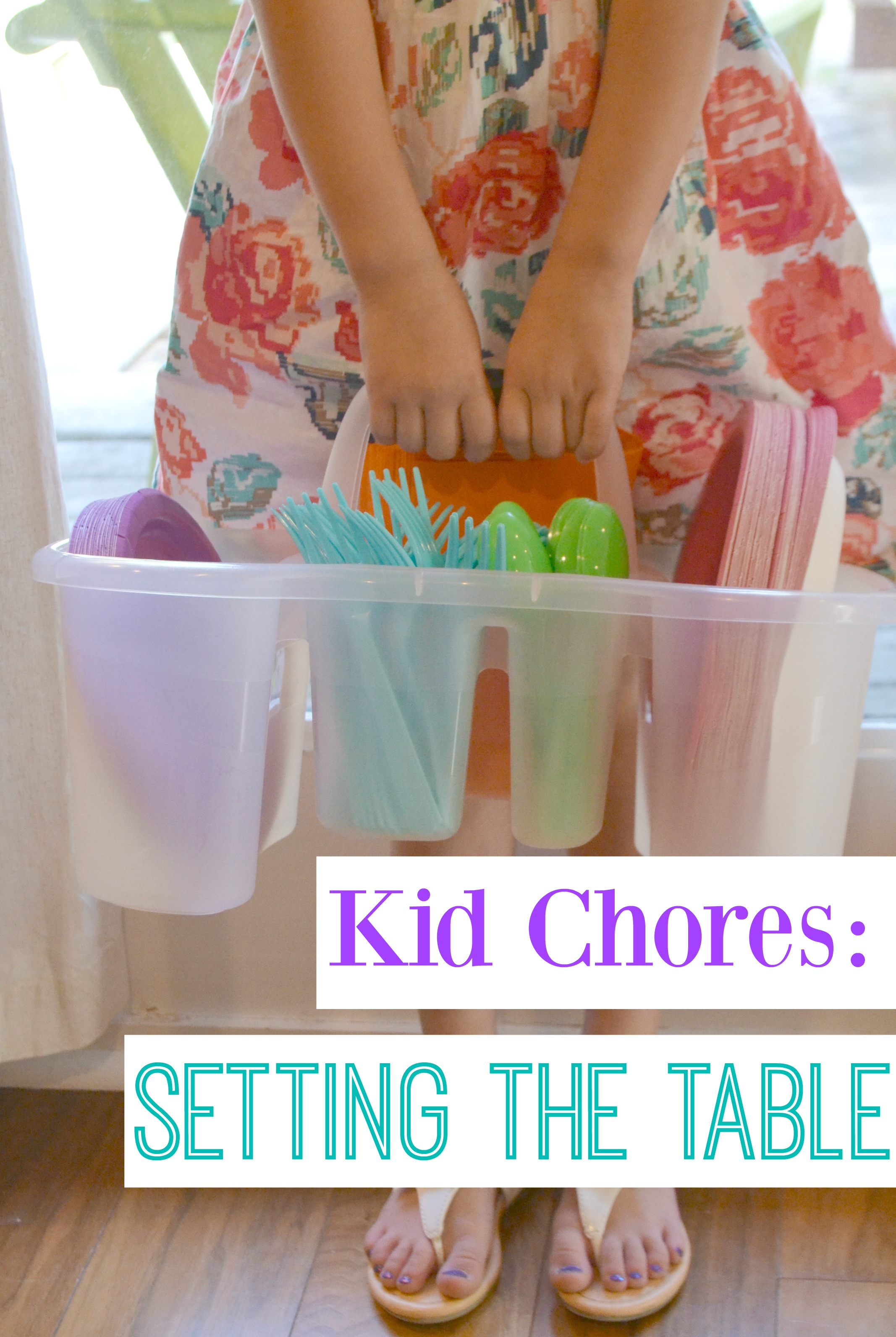 Kid Chores: Setting the Table. This caddy is perfect for toddlers learning chores. It has everything they need in all one space.