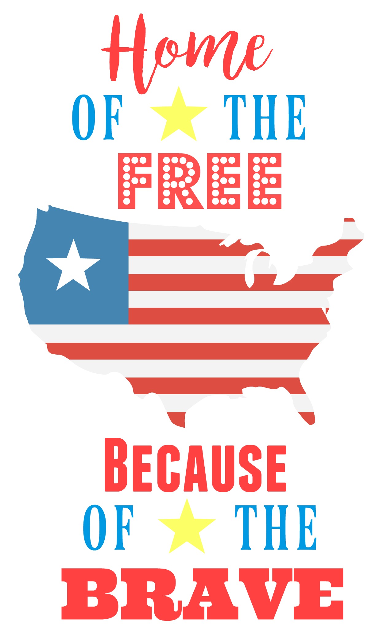 Home of the Free Because of the Brave. Fourth of July. Free Printable