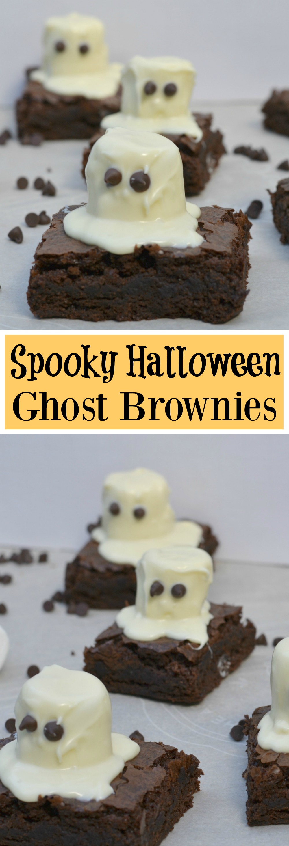 Spooky Halloween Ghost Brownies. Super cute Halloween dessert!