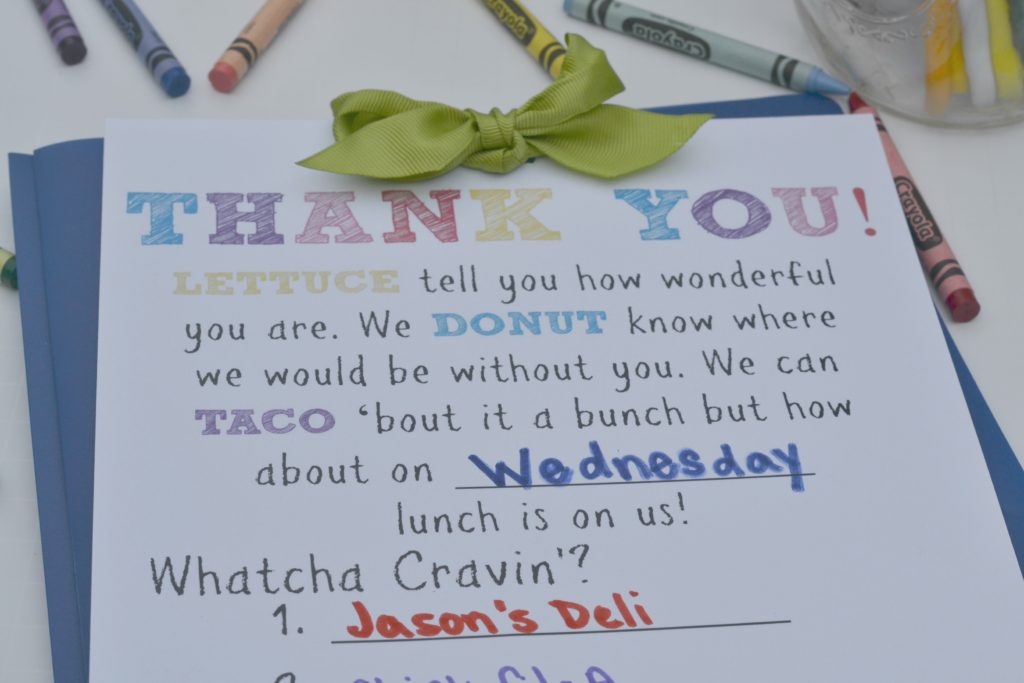 Teacher Gift: Lunch Certificate - Houston Mommy and Lifestyle Blogger ...