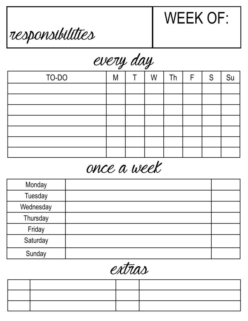 Back to School Chore Chart