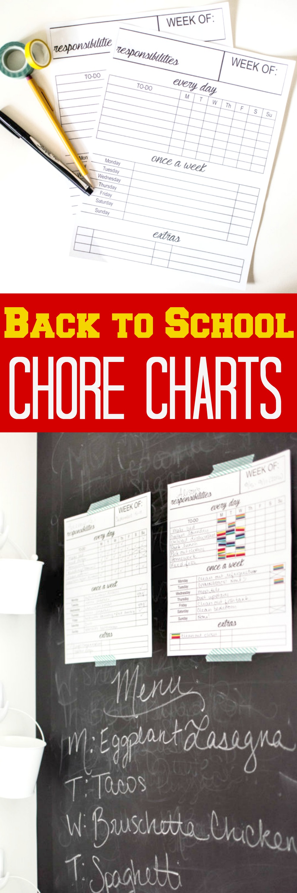 Back to School Chore Chart for Kids