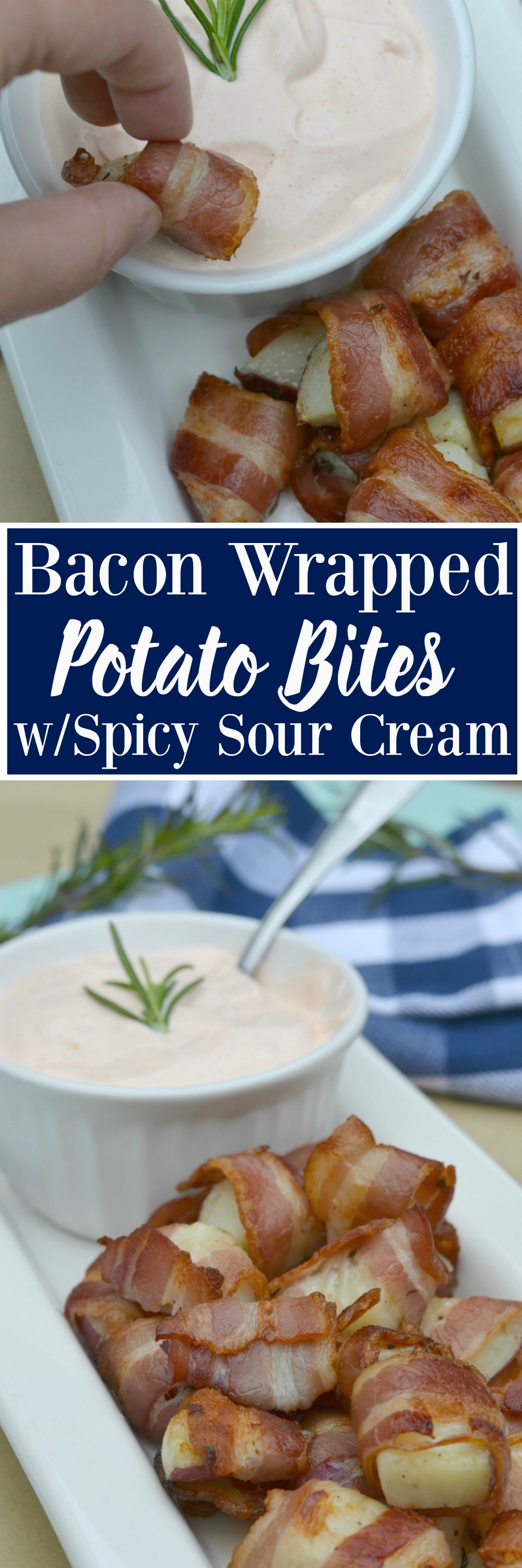 Bacon Wrapped Potato Bites with Spicy Sour Cream Dip