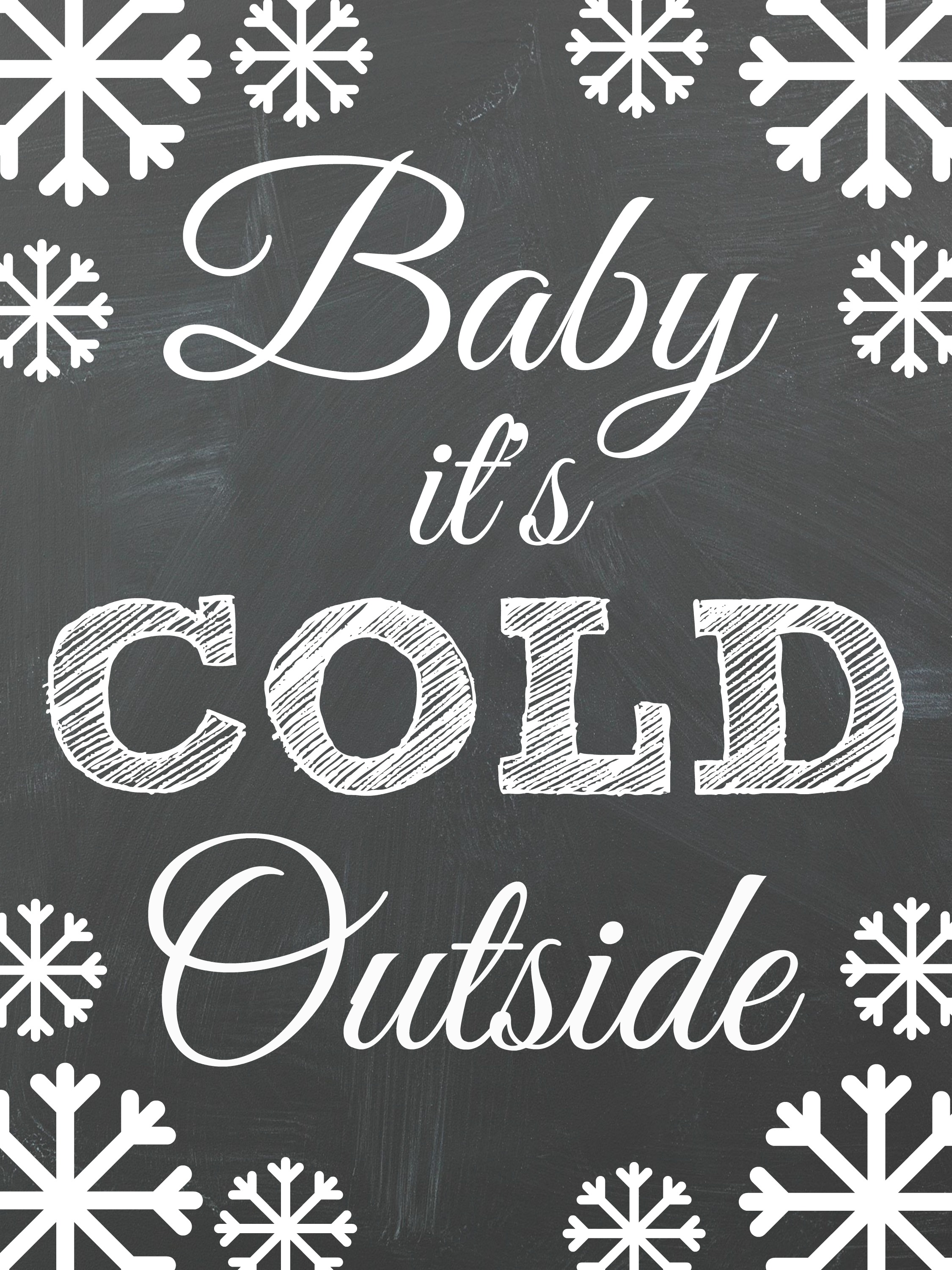 Baby it's Cold Outside Free Chalkboard Christmas Printables! Perfect for a DIY Christmas Gallery Wall. 