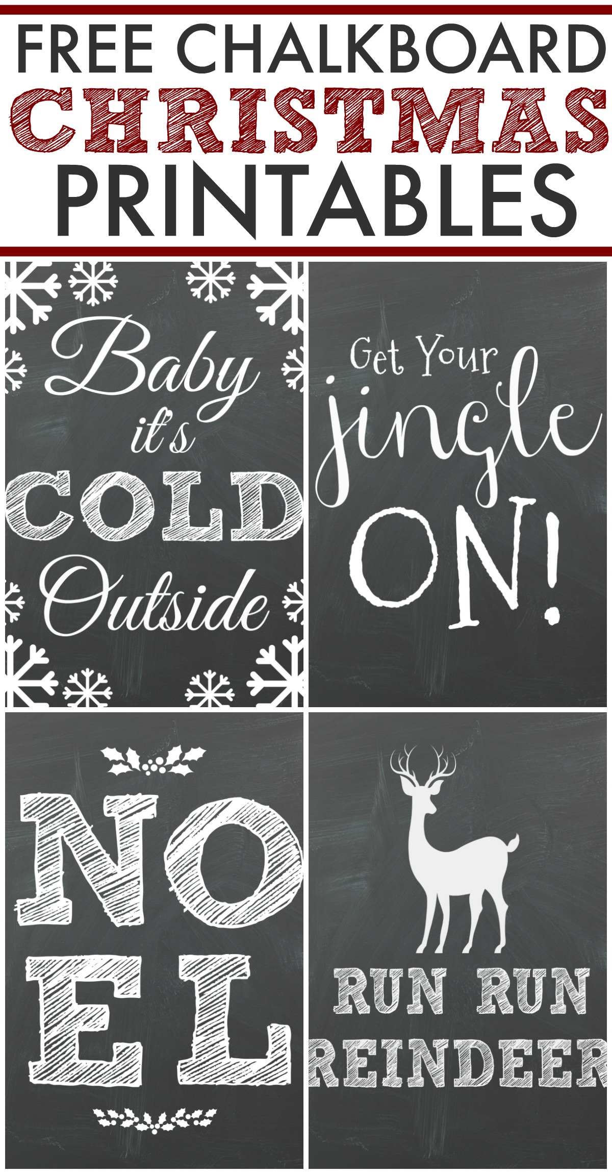 Free Chalkboard Christmas Printables! Perfect for a DIY Christmas Gallery Wall. 
