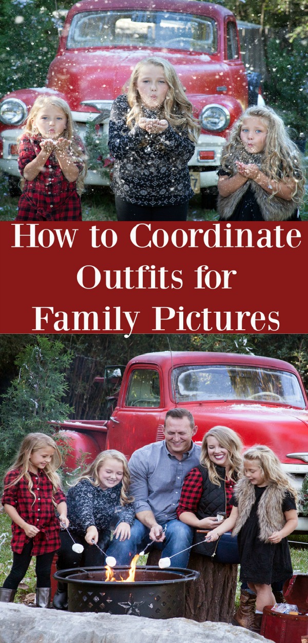How to Coordinate Outfits for Family Pictures. The best colors for family pictures. Holiday pictures and Fall pictures. Great tips for the perfect family pictures.