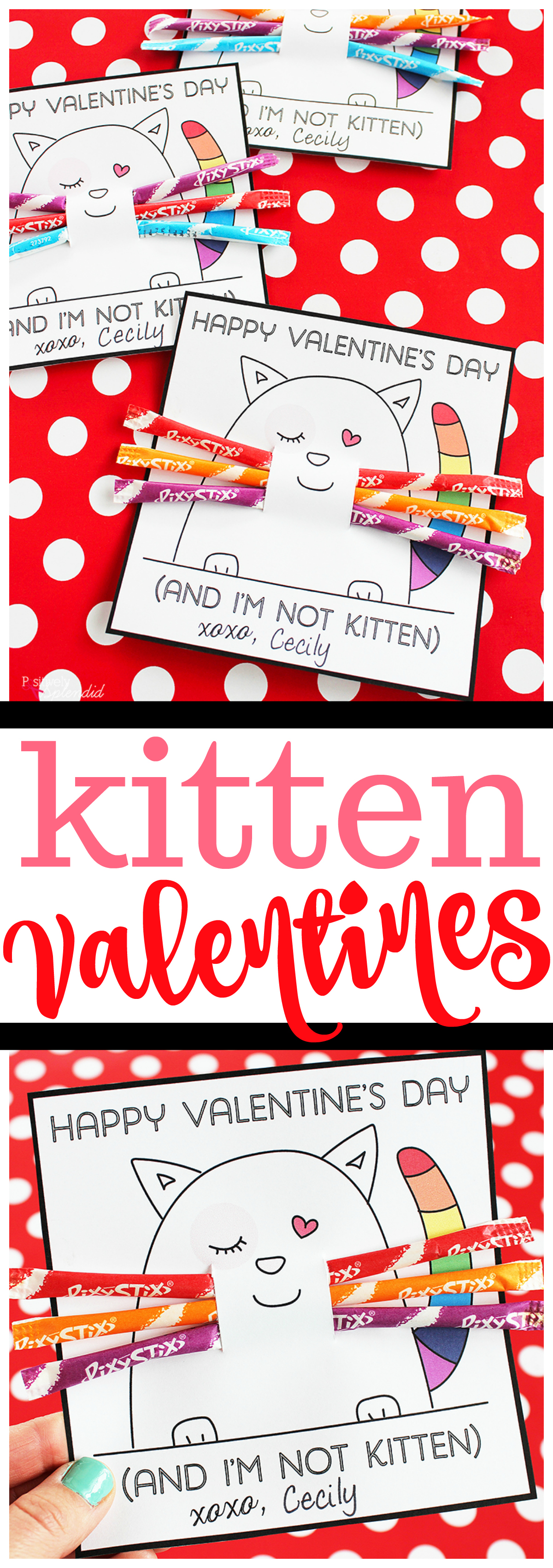 Kitten Valentines Day Card for Kids