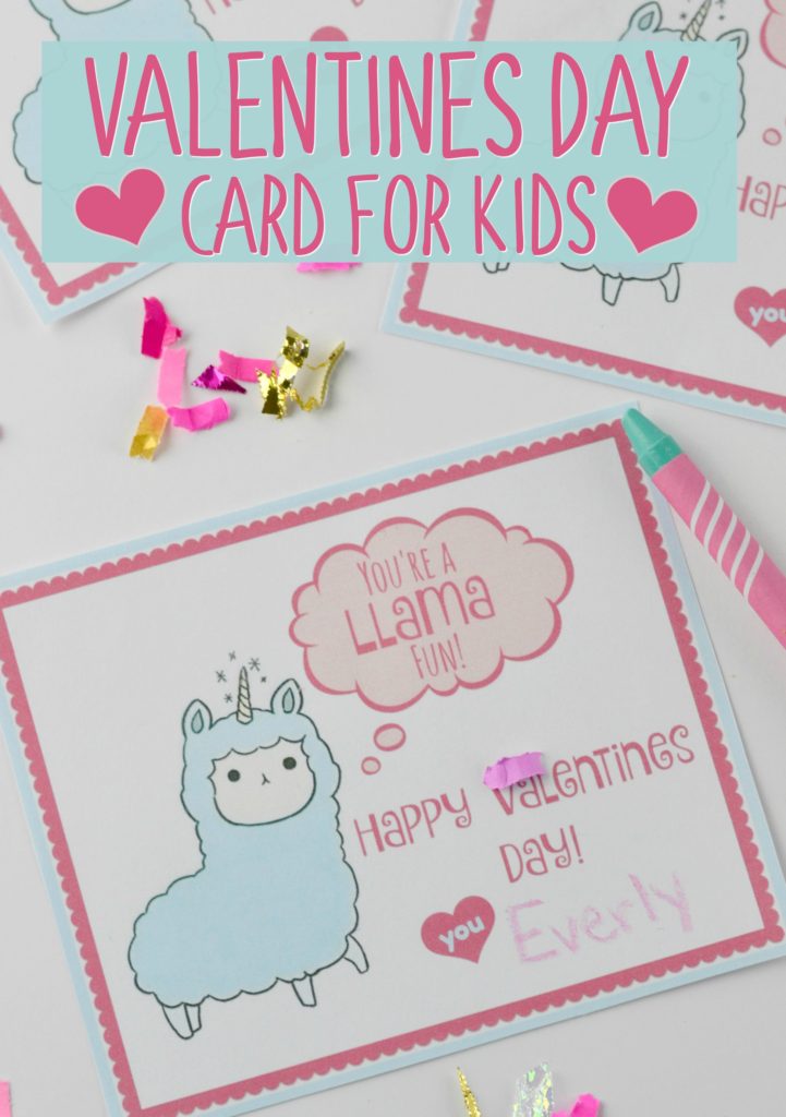 Llama-corn Valentines Day Card for Kids