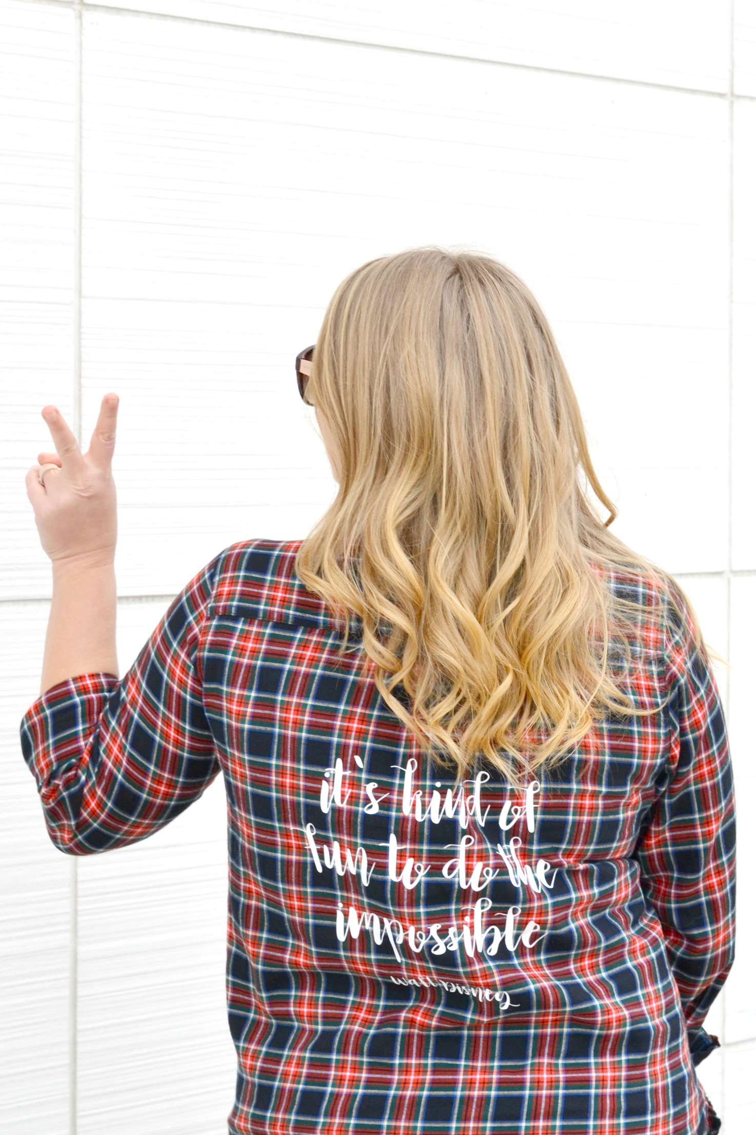 Plaid shirt with DIY Disney Quote on Back