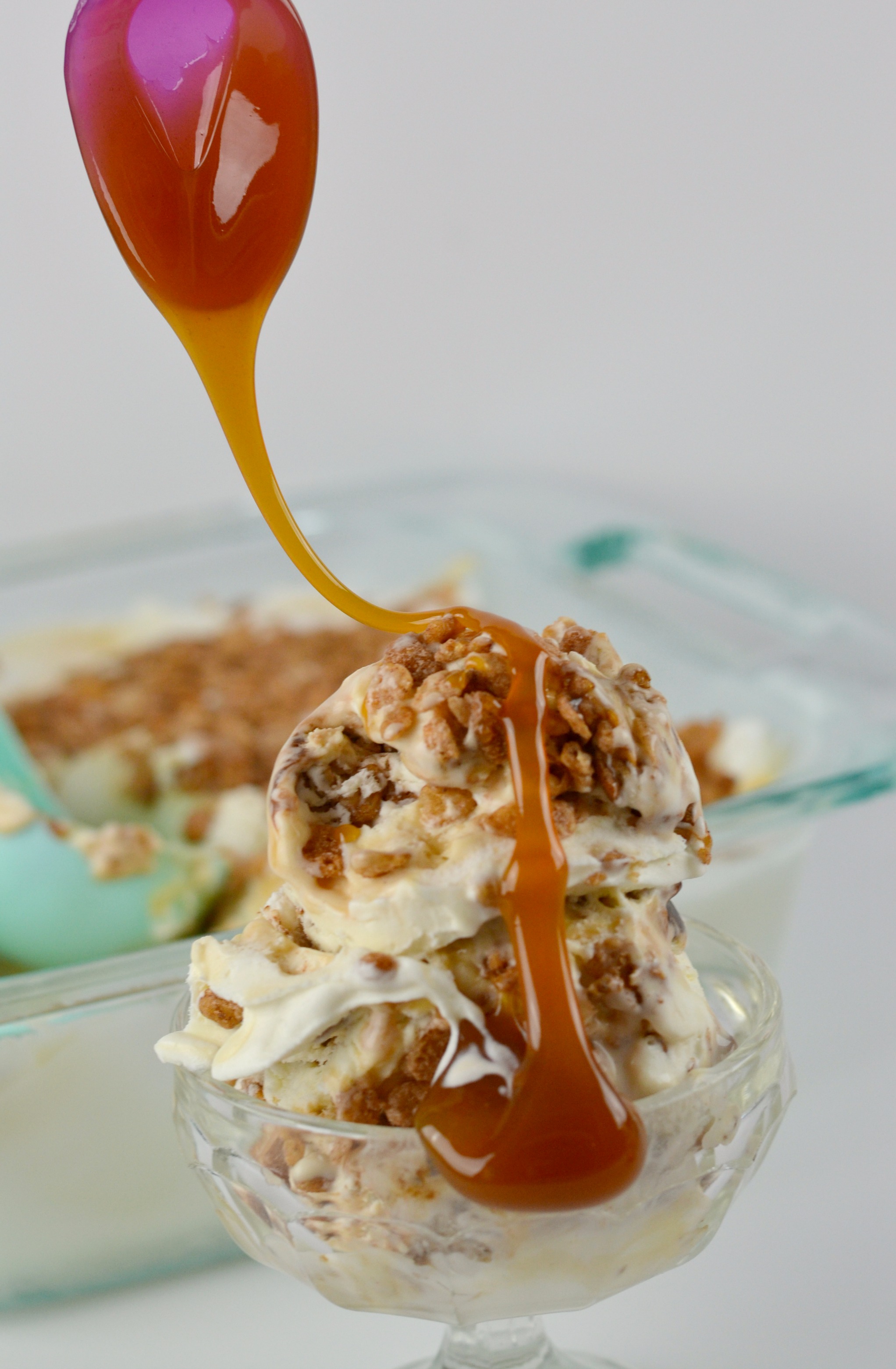 Homemade Cinnamon and Caramel Swirl Ice Cream