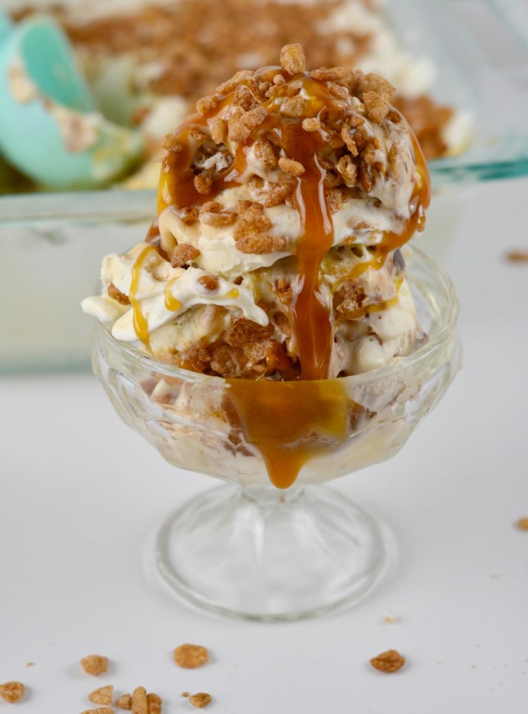 No Churn Caramel Ice Cream With Cinnamon Crunch Houston Mommy And Lifestyle Blogger Moms