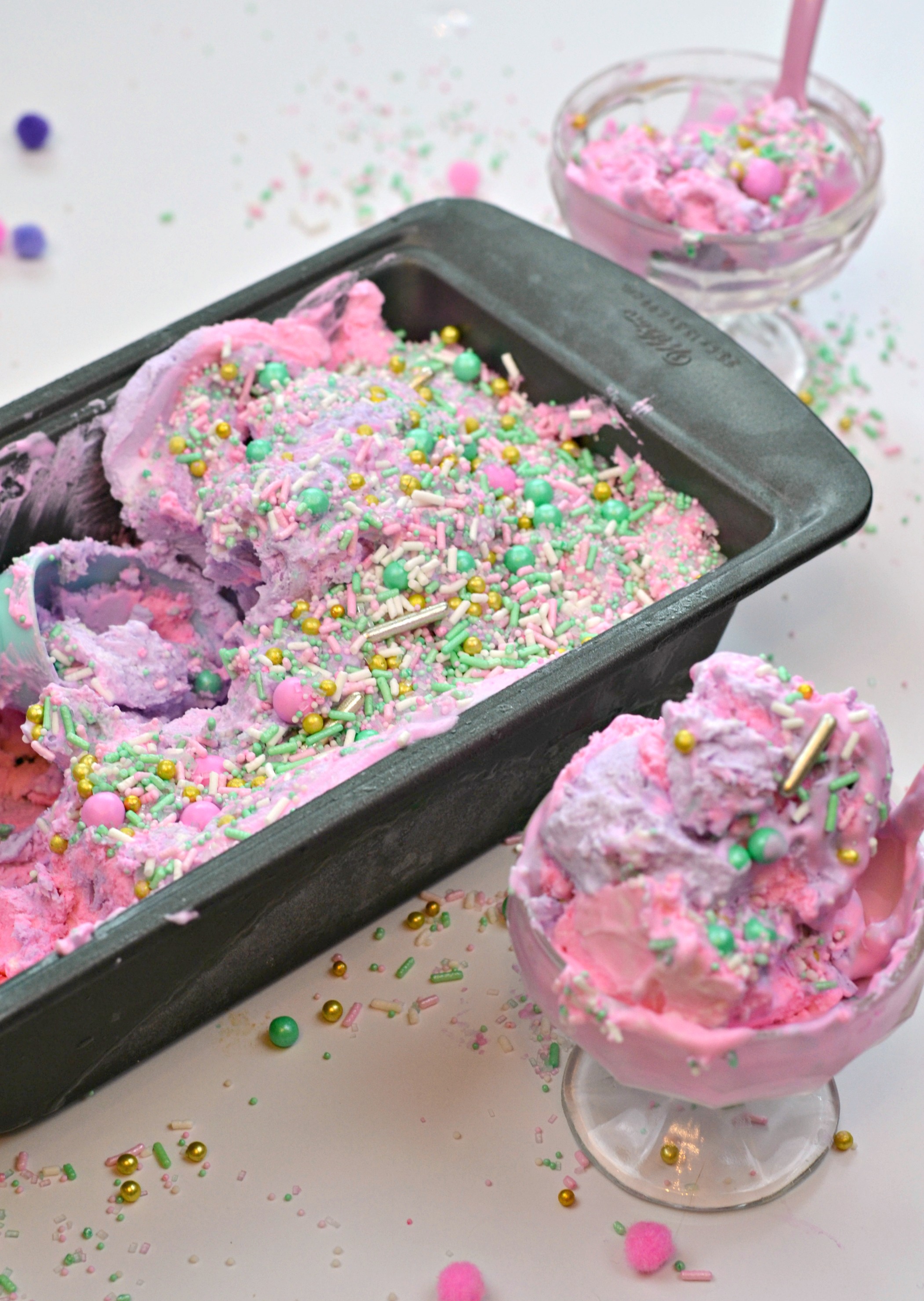 No Churn Unicorn Ice Cream - The Toasty Kitchen