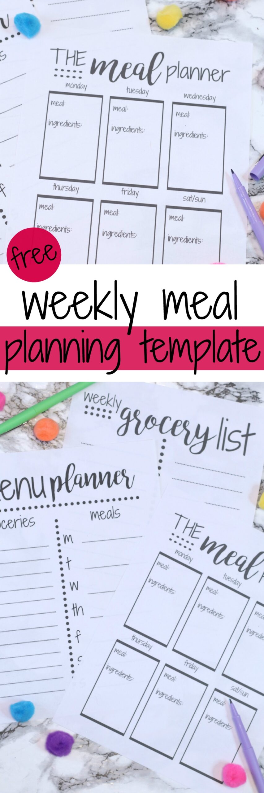 FREE Weekly Meal Planning Templates w/Grocery List - Houston Mommy and ...