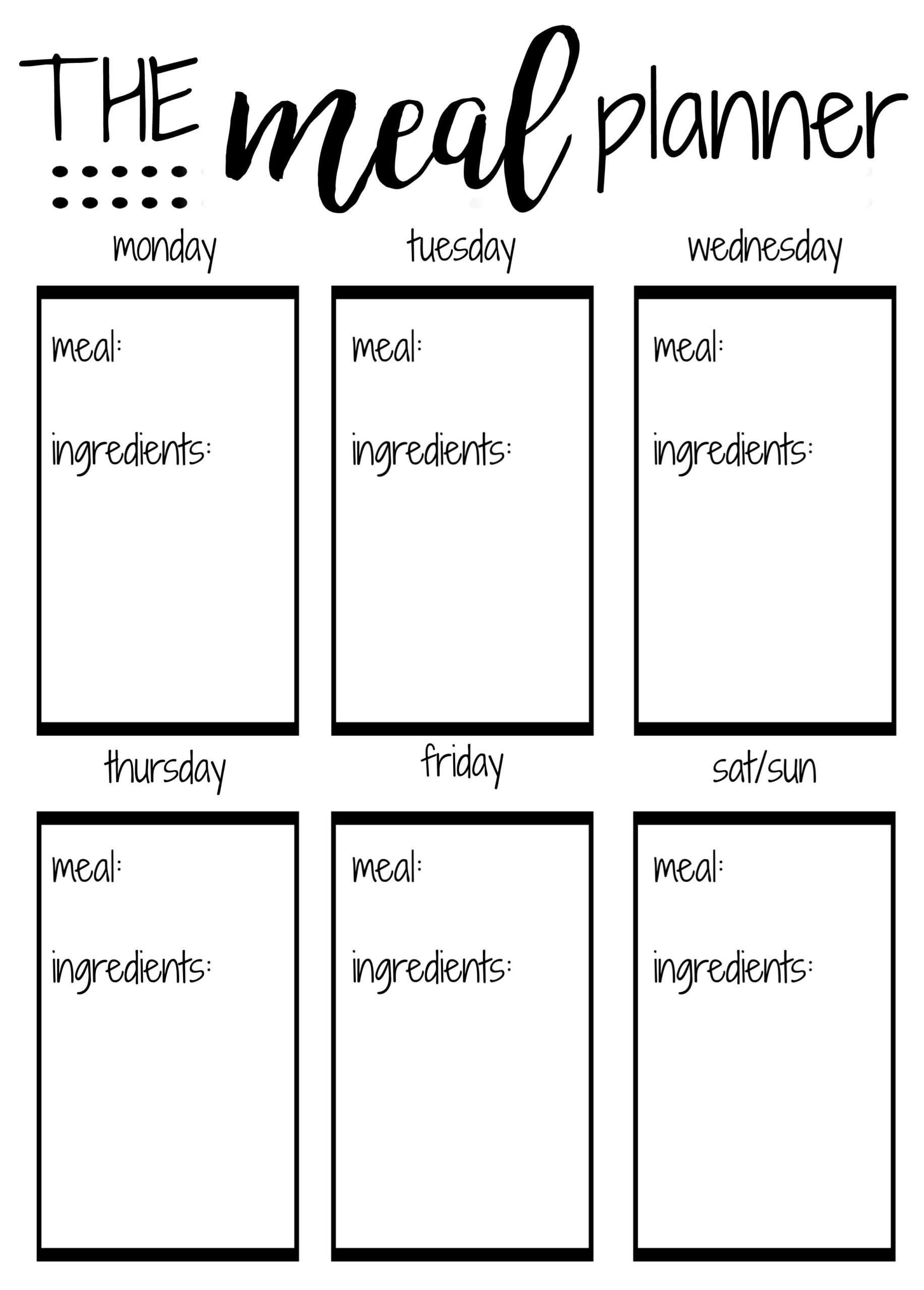 FREE Weekly Meal Planning Templates w/Grocery List - Houston Mommy and ...