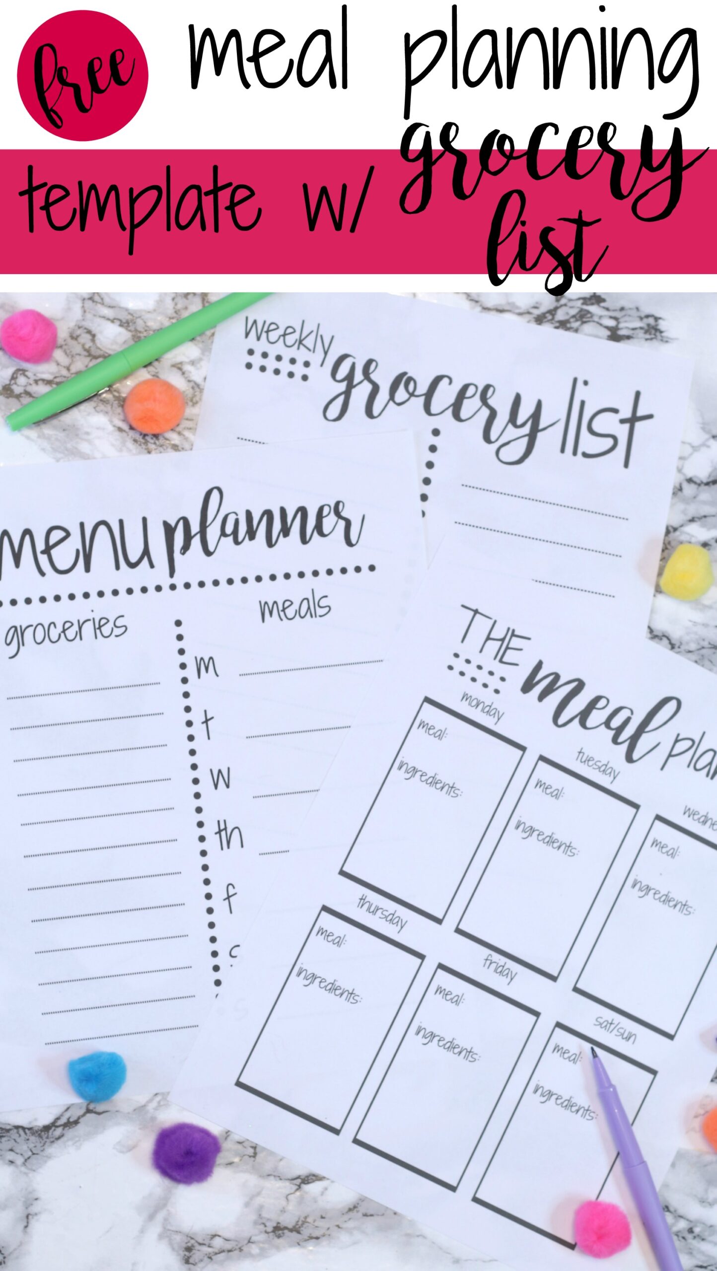 free weekly meal planning templates wgrocery list houston mommy and