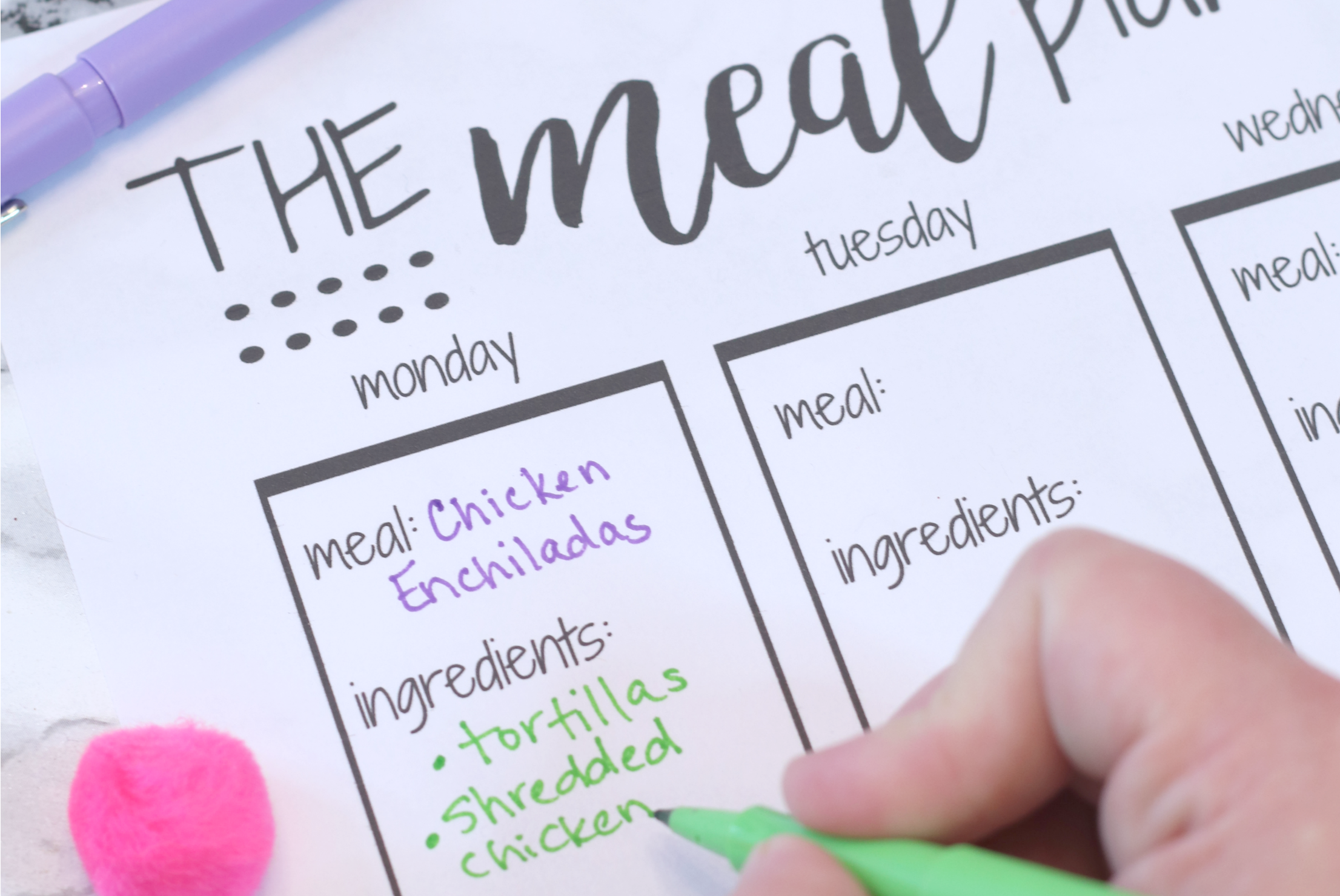 Meal Planner Template with Recipe Ingredients